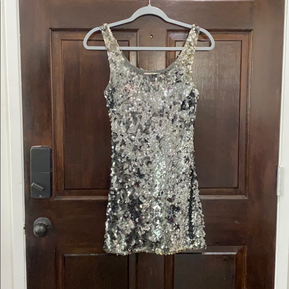 Silver Bodycon Sequin Mini Dress